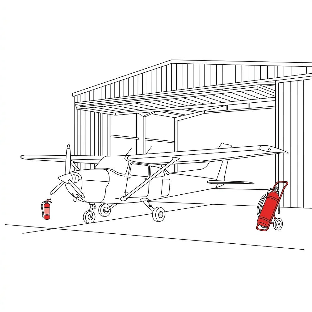 Private aircraft on a hangar apron
