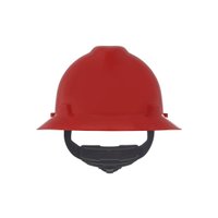 MSA V-Gard Slotted Full-Brim Hat, Red, w/Fas-Trac III Suspension