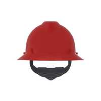 MSA V-Gard Slotted Full-Brim Hat, Red, w/Fas-Trac III Suspension