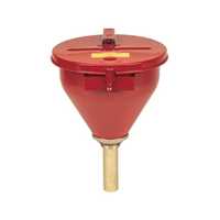 Justrite Steel Drum Funnel for Flammables, 6" Flame Arrester, Self-Closing Cover, 2" Bung, Red - 08207