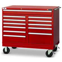 Wright Tool 52" 12 Drawer Heavy Duty Roller Cabinet 52-1/2"Wide x 42-1/2"High x 27-3/4"Deep with Security Lock and 2 Keys 2 Handles 4 Casters