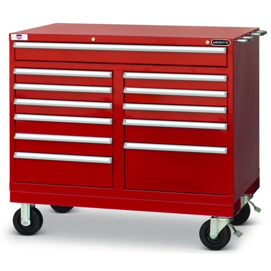 Wright Tool 52" 12 Drawer Heavy Duty Roller Cabinet 52-1/2"Wide x 42-1/2"High x 27-3/4"Deep with Security Lock and 2 Keys 2 Handles 4 Casters - Image 1