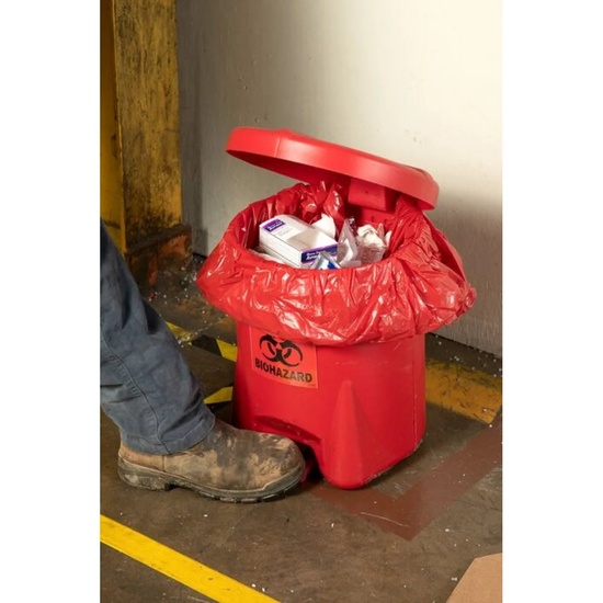 Eagle Manufacturing 6 Gallon Biohazardous Plastic Waste Can Foot-Operated Red - Image 2