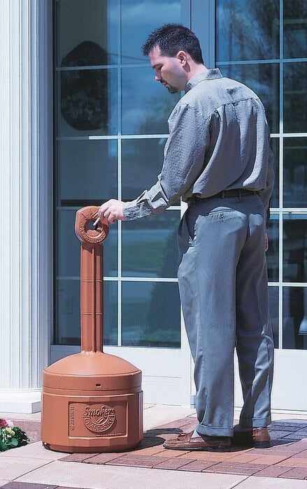 Justrite 4 Gallon Plastic Outdoor Ashtray, Original Smoker's Ceasefire®, Terra Cotta - 26800T - Image 2