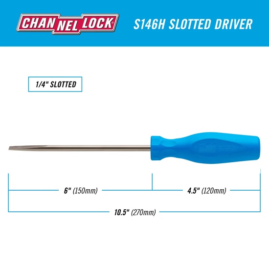 Channellock 1/4×6″ Slotted Screwdriver - Image 2