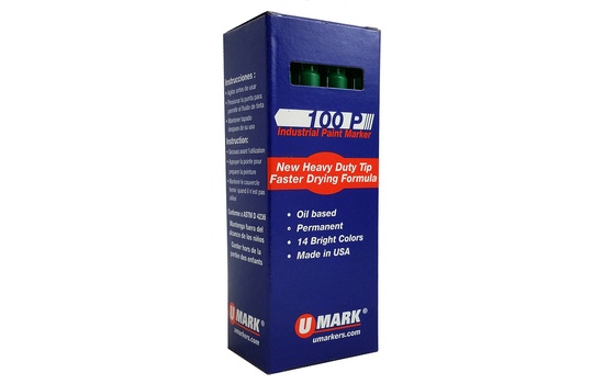 U-Mark 100P Fine Line Industrial Paint Marker – Green - Image 2