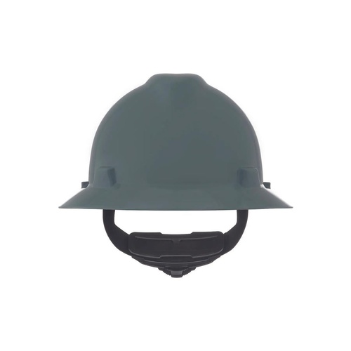 MSA V-Gard Slotted Full-Brim Hard Hat, Gray, w/Fas-Trac III Suspension