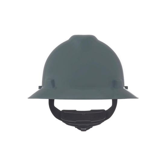 MSA V-Gard Slotted Full-Brim Hard Hat, Gray, w/Fas-Trac III Suspension - Image 1