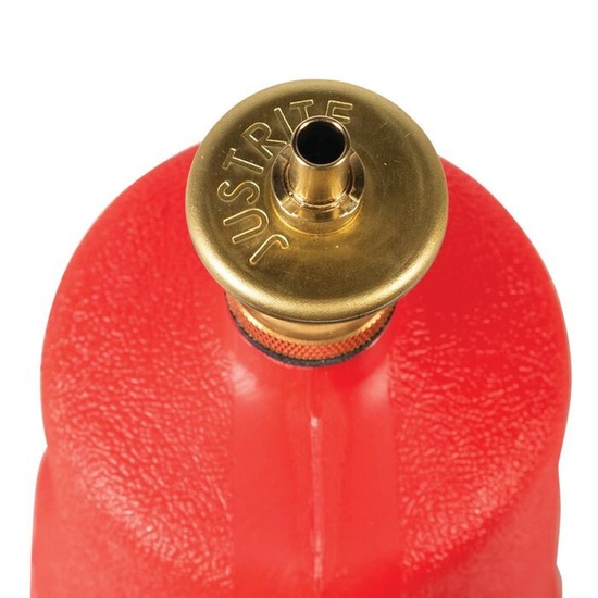 Justrite 1 Quart Plastic Dispensing Can, Brass Dispenser Valves, Red - 14010 - Image 3