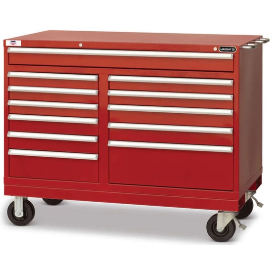 Wright Tool 46" 12 Drawer Heavy Duty Roller Cabinet 46-1/2"Wide x 27-3/4"High x 27-3/4"Deep with Security Lock and 2 Keys 2 Handles 4 Casters - Image 1