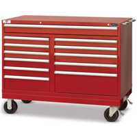 Wright Tool 46" 12 Drawer Heavy Duty Roller Cabinet 46-1/2"Wide x 27-3/4"High x 27-3/4"Deep with Security Lock and 2 Keys 2 Handles 4 Casters
