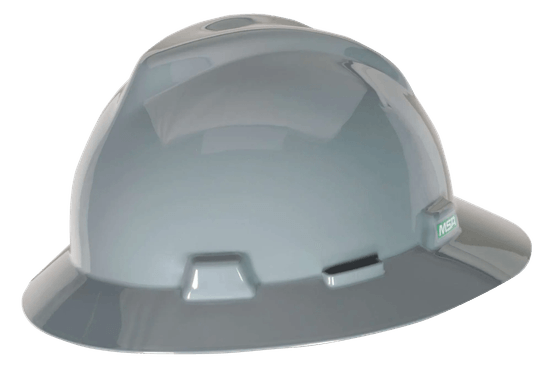 MSA V-Gard Slotted Full-Brim Hard Hat, Gray, w/Fas-Trac III Suspension - Image 2