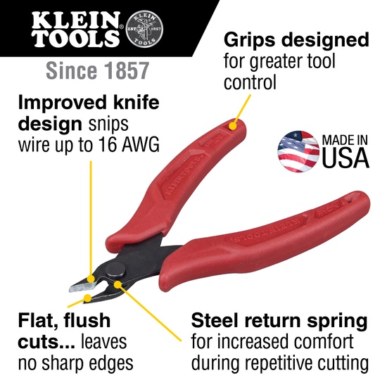 Klein Tools D2755 Diagonal Cutting Pliers Flush Cutter Lightweight 5-Inch - Image 2