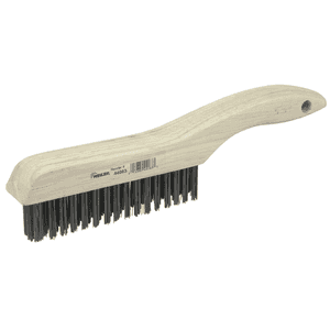 Weiler Hand Wire Scratch Brush, .012 Carbon Steel Fill, Shoe Handle, 4 x 16 Rows