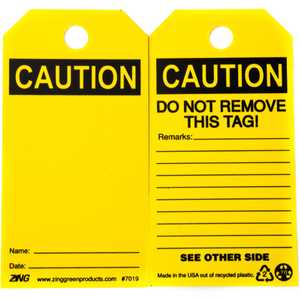 ZING Eco Safety Tag Caution 10 Pack