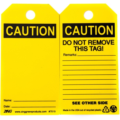 ZING Eco Safety Tag Caution 10 Pack