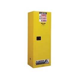 Justrite Sure-Grip® EX Slimline Flammable Safety Cabinet, 22 gallon, 1 manual close doors, Yellow - Image 1