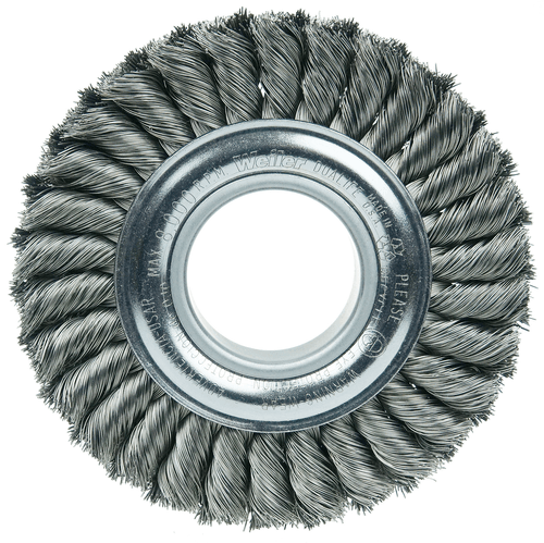 Weiler 6" Standard Twist Knot Wire Wheel, .016" Steel Fill, 2" Arbor Hole - Image 2