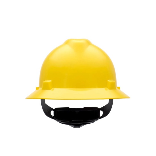 MSA V-Gard Slotted Full-Brim Hat, Yellow, w/Fas-Trac III Suspension - Image 1