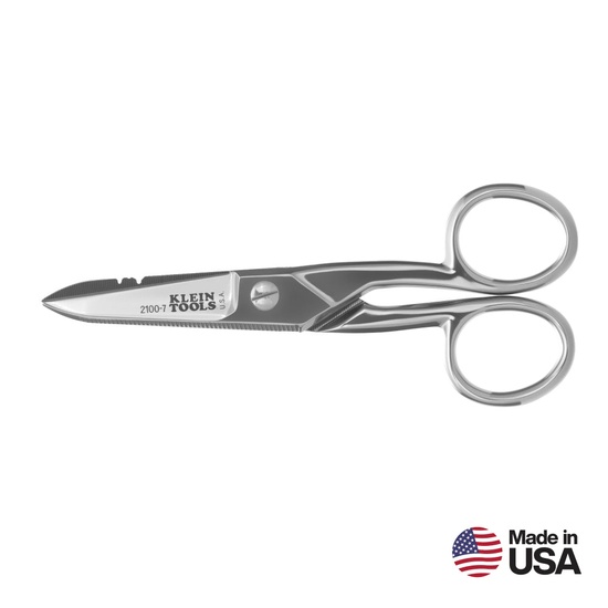 Klein Tools Electrician's Scissors, Nickel Plated - Image 1