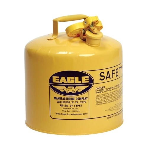 Eagle Manufacturing 5 Gallon Steel Safety Can for Diesel Type I Flame Arrester Yellow