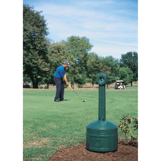 Justrite Original Outdoor Ashtray Cigarette Butt Receptacle 4 Gallon Poly Forest Green - 26800G - Image 2