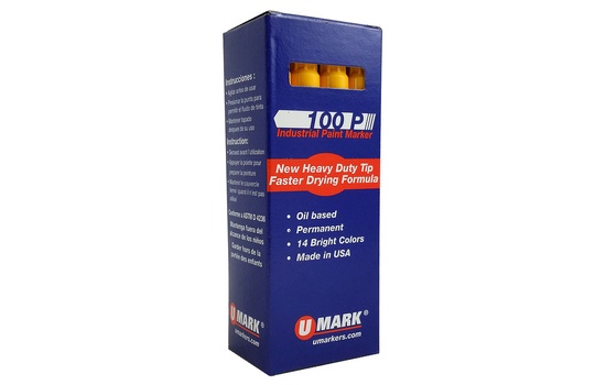 U-Mark 100P Fine Line Industrial Paint Marker – Yellow - Image 2