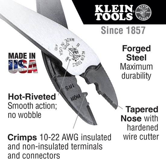 Klein Tools 1005 Crimping and Cutting Tool for Connectors - Image 8