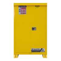 Justrite 45 Gallon, 2 Shelves, Self Close Doors, Outdoor Flammable Storage Cabinet, Yellow - 814520