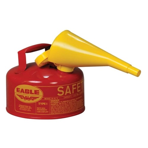 Eagle Manufacturing 1 Gallon Steel Safety Can for Flammables Type I Flame Arrester Funnel Red