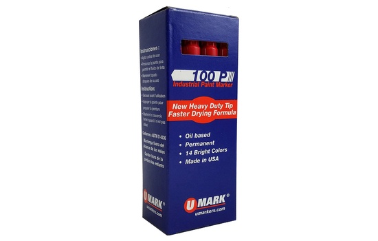 U-Mark 100P Fine Line Industrial Paint Marker – Red - Image 2