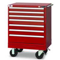 Wright Tool 29" 7 Drawer Heavy Duty Roller Cabinet 29-1/4"Wide x 33-1/2"High x 21-1/2"Deep with Security Lock and 2 Keys 2 Handles 4 Casters Forklift