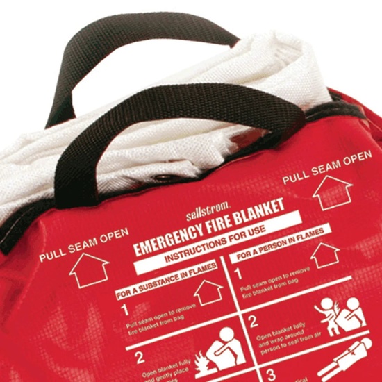 Sellstrom Emergency Fire Blanket 5 ft x 6 ft Uncoated Fiberglass with Red Vinyl Hanging Pouch - Image 3