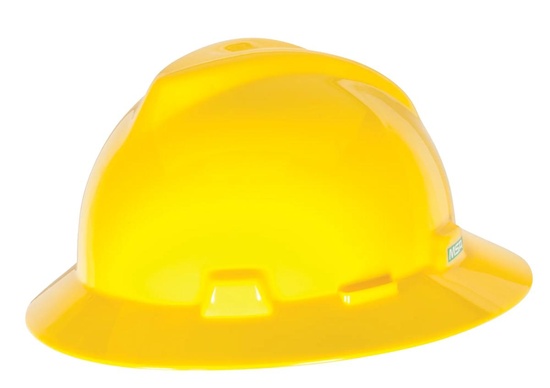 MSA V-Gard Slotted Full-Brim Hat, Yellow, w/Fas-Trac III Suspension - Image 2