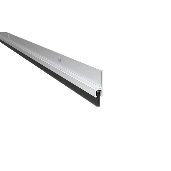 Pemko 18041CNB84 84" 7' 180 Degree Aluminum Retainer Weatherstrip with 3/4" Nylon Brush Clear Aluminum Finish - Image 1