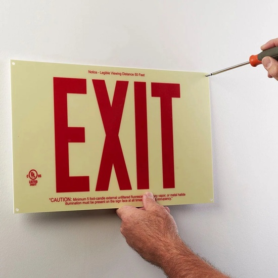Frameless Photoluminescent Exit Sign with 8 Inch Letters 50FT - Image 2
