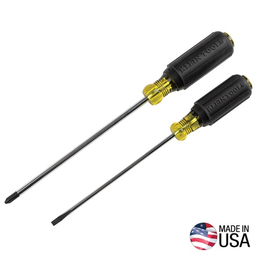 Klein Tools Screwdriver Set 3/16 Cabinet and #2 Phillips Cushion-Grip 2-Piece