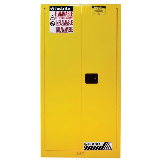 Justrite Sure-Grip EX 60 Gallon Flammable Safety Cabinet with Self-Close Doors, Yellow - 896020 - Image 1