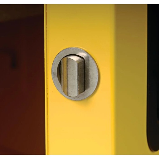 Eagle Manufacturing 45 Gallon Fire Cabinet 2 Shelves 2 Doors Manual Close Yellow - Image 4