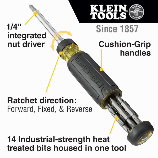 Klein Tools 15-in-1 Multi-Bit Ratcheting Screwdriver - Image 1