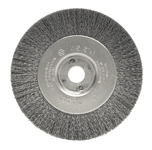 Weiler 4" Narrow Face Crimped Wire Wheel, .006" Stainless Steel Fill, 1/2"-3/8" Arbor Hole