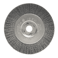 Weiler 4" Narrow Face Crimped Wire Wheel, .006" Stainless Steel Fill, 1/2"-3/8" Arbor Hole