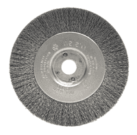 Weiler 4" Narrow Face Crimped Wire Wheel, .006" Stainless Steel Fill, 1/2"-3/8" Arbor Hole