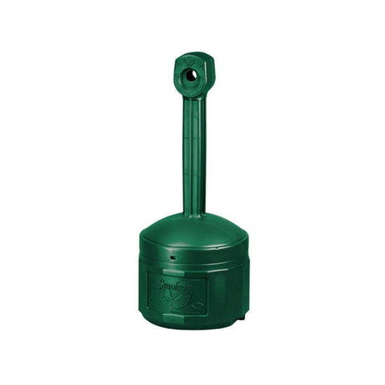 Justrite Original Outdoor Ashtray Cigarette Butt Receptacle 4 Gallon Poly Forest Green - 26800G - Image 1