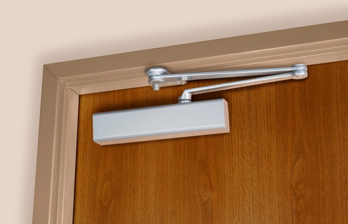 Norton CLP8501T689 CloserPlus Thumbturn Hold Open Arm Adjustable Surface Mount Door Closer with Full Cover and Sex Nuts Aluminum Finish