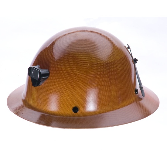 MSA Skullgard Protective Hat Natural Tan - w/ Staz-On Suspension, lamp bracket and cord holder, Standard - Image 1