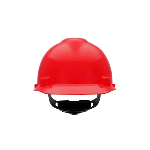 MSA V-Gard Slotted Cap, Red, w/Fas-Trac III Suspension