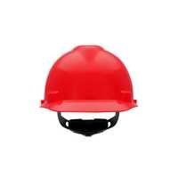 MSA V-Gard Slotted Cap, Red, w/Fas-Trac III Suspension