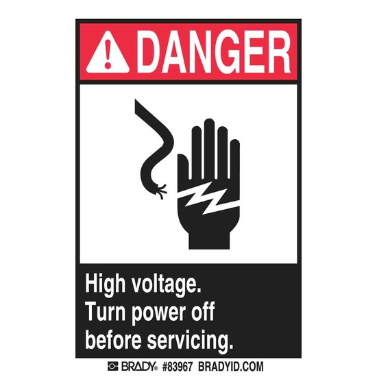 Brady DANGER High Voltage Sign - Image 1