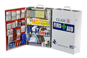 Certified Safety FAC-4 Class B 21 ANSI First Aid Kit – 4 Shelf Metal Cabinet